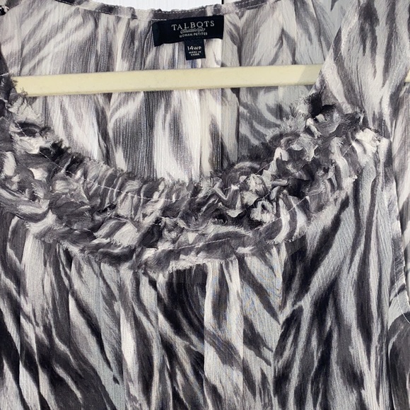 Talbots, 100% silk, semi-sheer shell, size 14WP, over a black camisole. - Picture 3 of 5